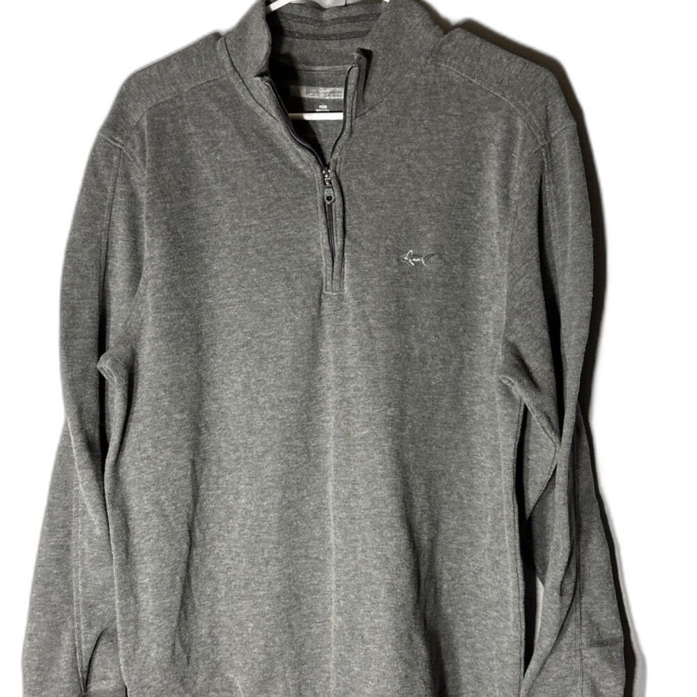 Greg Norman Men's M Gray Quarter-zip Pullover Sweater Mock Neck